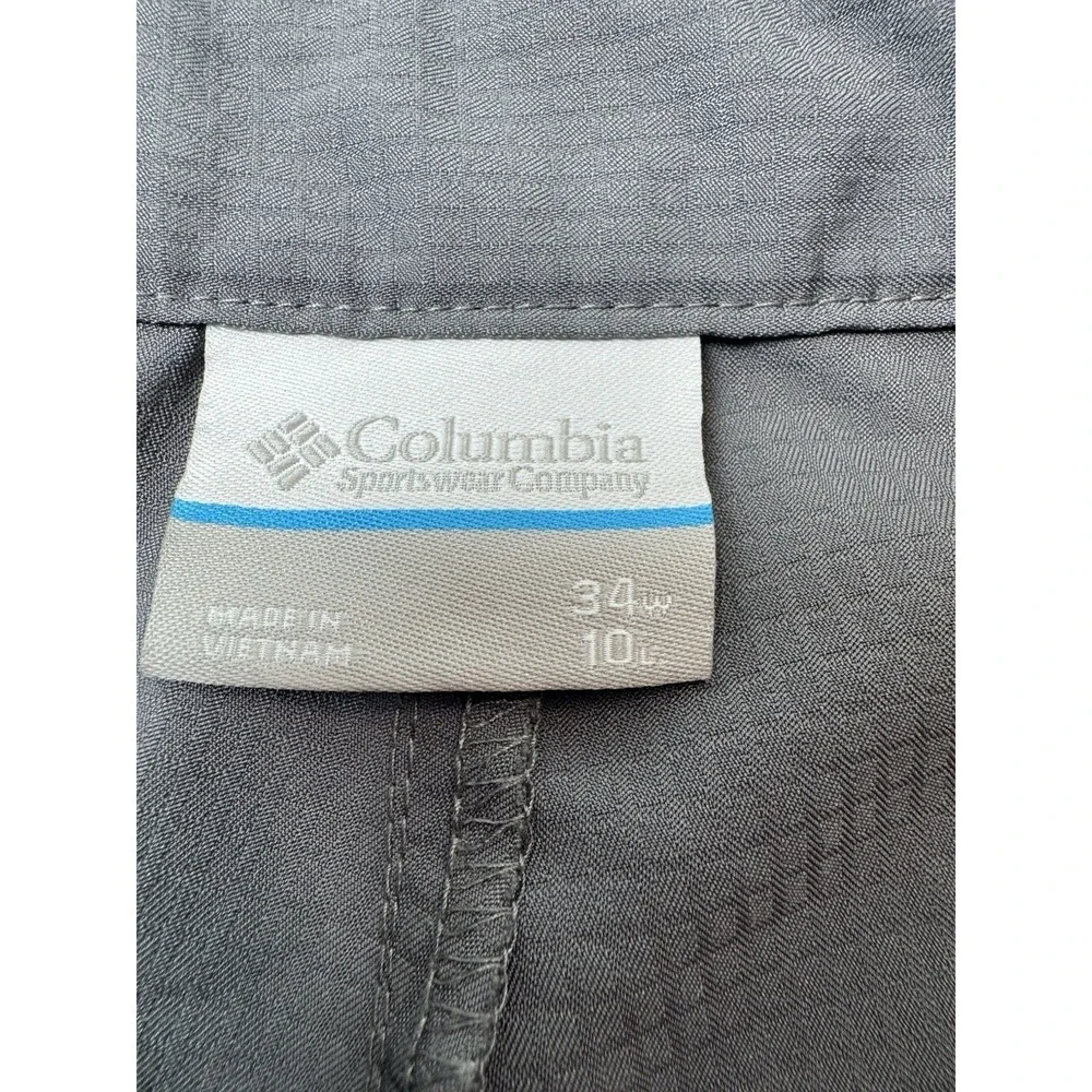 Columbia PFG Mens Gray Ripstop Fishing Shorts Performance Outdoor Size 34 35